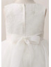 Ivory Lace Organza Flower Girl Dress With Bow
